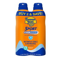 Sport Cool Zone SPF 30 Sunscreen Spray Twin Pack | Sport Sunscreen Spray SPF 30, Clear Sunscreen Spray,  Sunscreen Spray SPF 30, Oxybenzone Free Sunscreen Pack, 6Oz Each